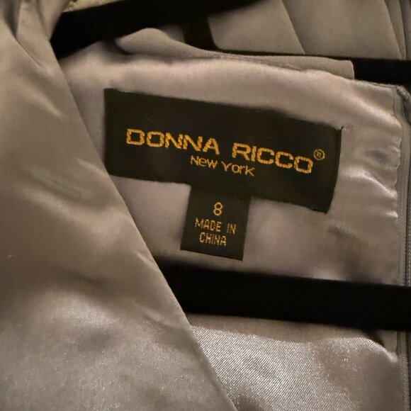 VINTAGE Grey Satin and Chiffon Donna Riccio Dress Excellent Condition Size 8 - Picture 6 of 6